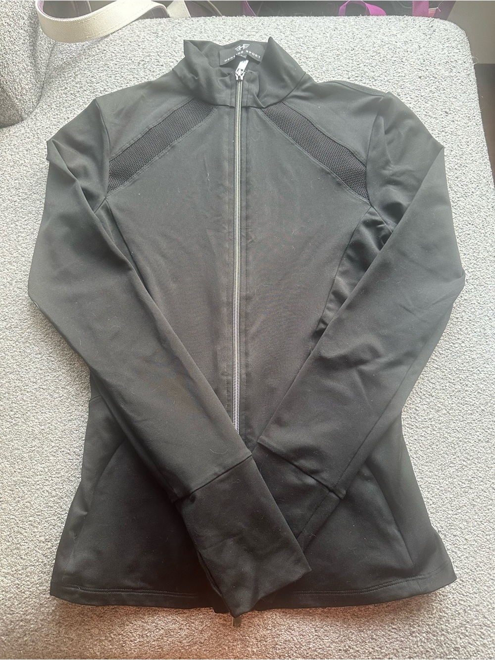 Heroine Sport Black Mesh Panel Zip Front Performance Jacket Size S Made in USA